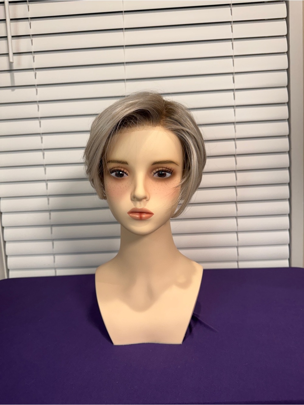 Soma Short Pixie Bob Wig in Ash Blonde with Subtle Silver Tones